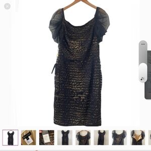 NWT… Tadashi Shoji Leopard Print w/ Black Mesh Details Cocktail Dress/ sz 14